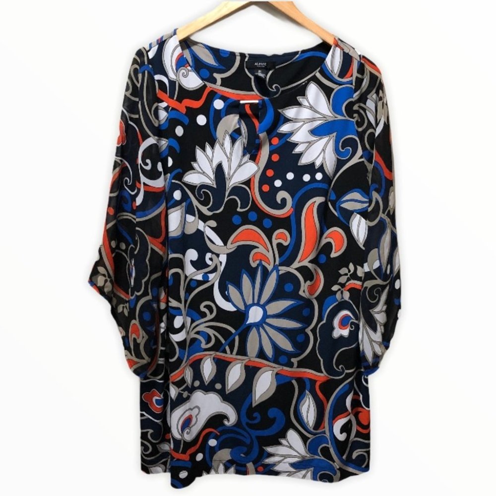 {Alfani} Keyhole Abstract Print Swing Dress